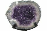 Amethyst Jewelry Box Geode With Calcite On Metal Stand #116279-2